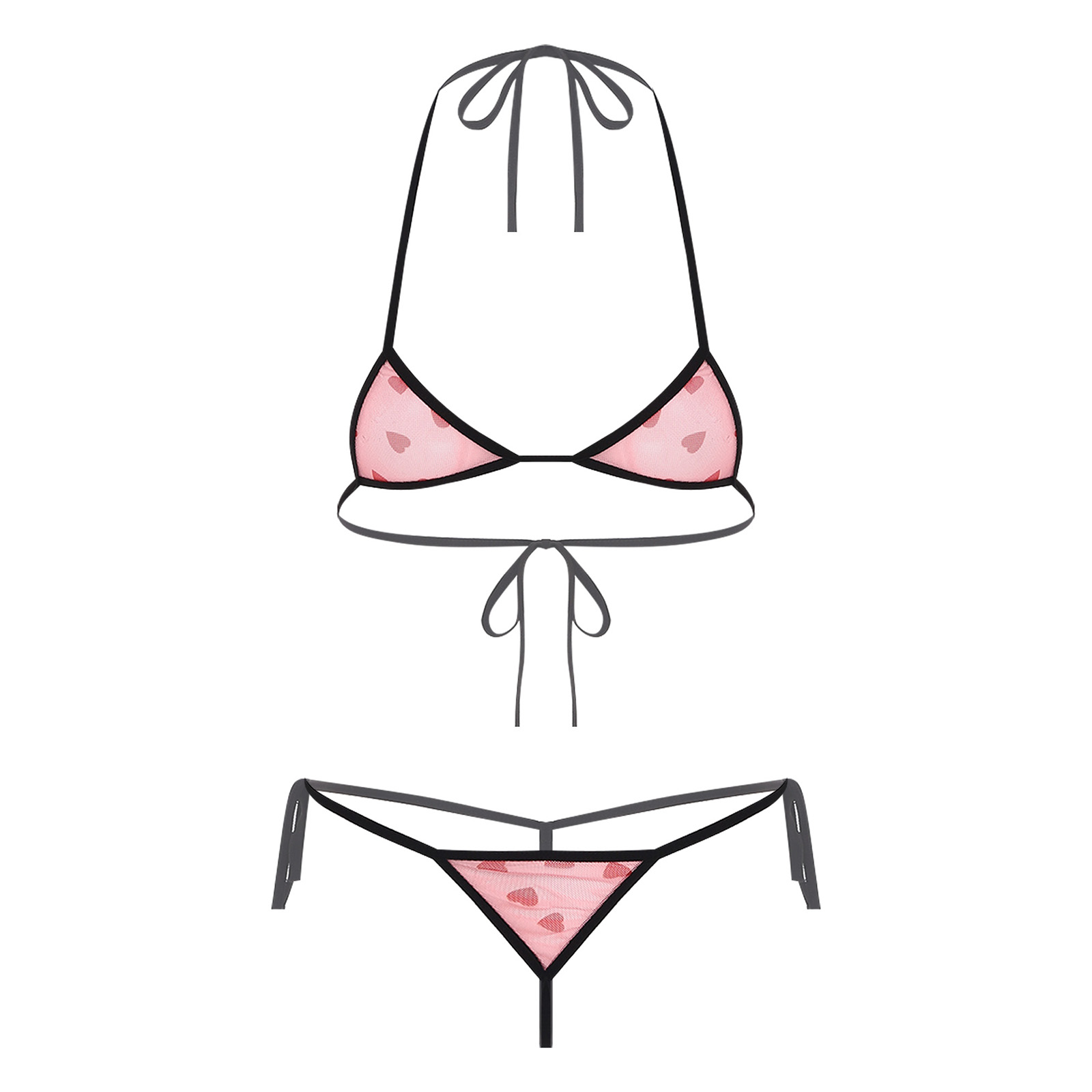 Sheer Mesh Bra - Damski Zestaw Bielizny Mikro Mini Bikini