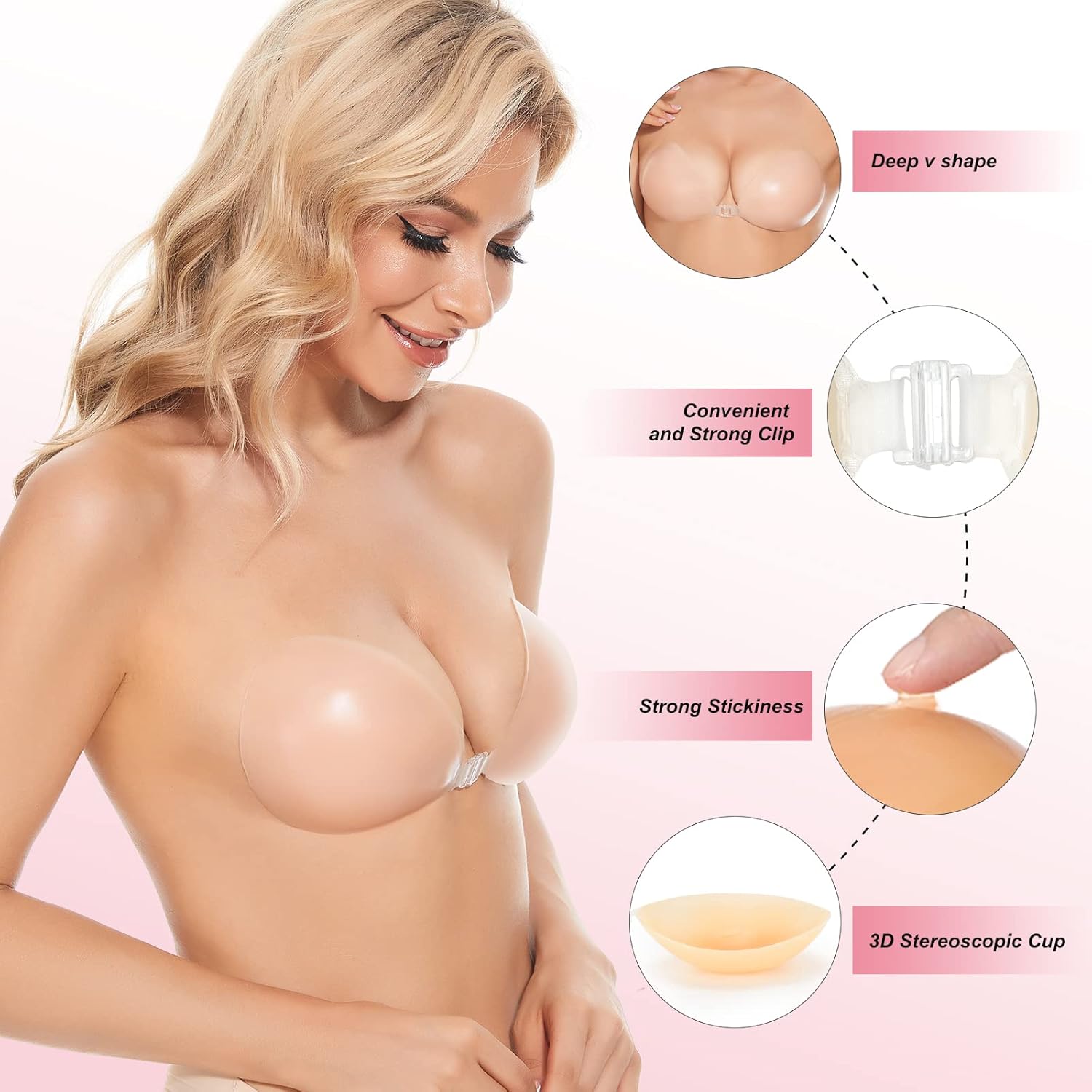 Push Up Bra Silicone - Samoprzylepny biustonosz push-up, niewidoczny silikonowy biustonosz