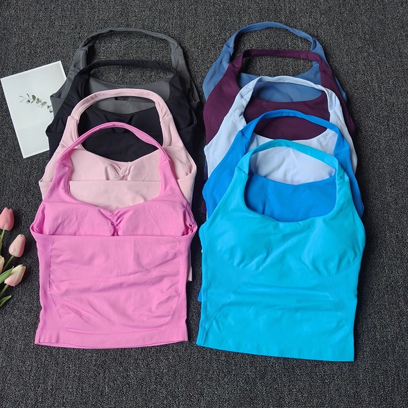 T Shirt Bra Seamless - Damska Bezszwowa Koszulka Sportowa typu Halter