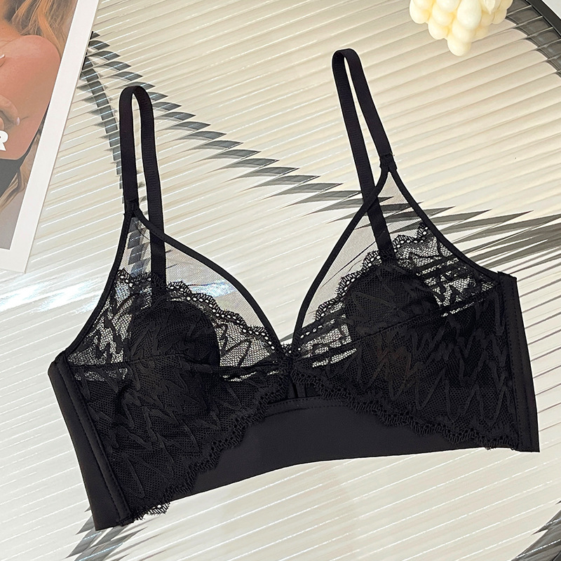 T Shirt Bra Seamless - Seksowny koronkowy crop top z głębokim