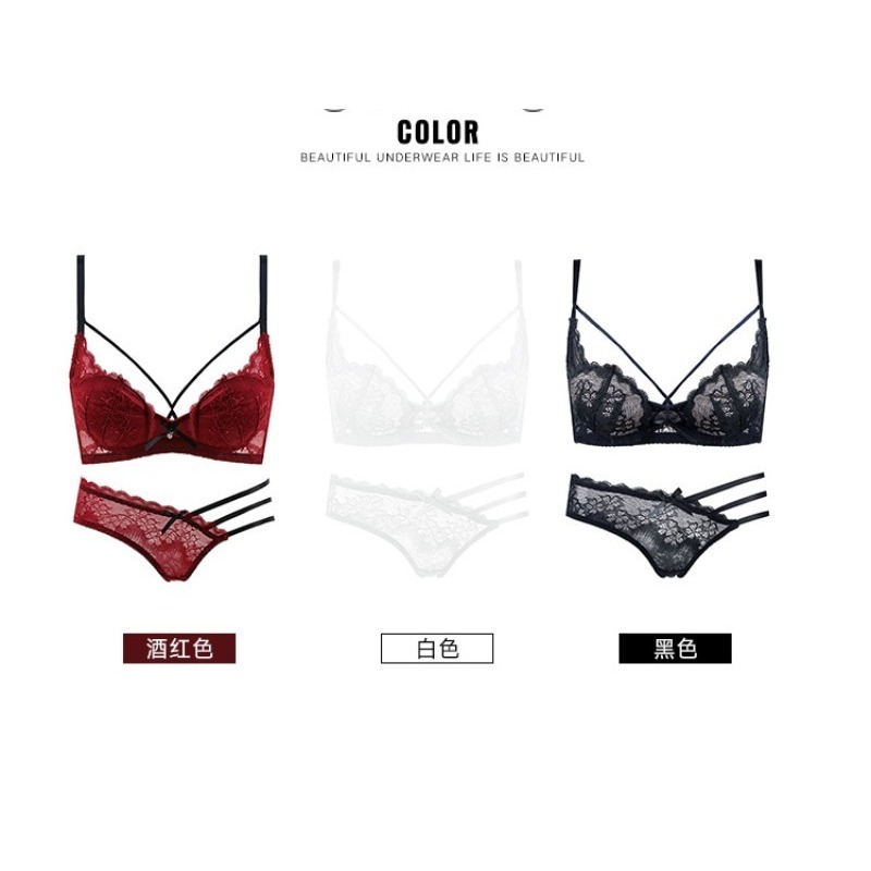 Demi Bra Balconette - Elegancki koronkowy komplet bielizny z półmiseczkami,